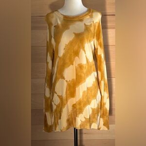 Marled Size medium Mustard Cream Tie Dye Patterned Marbled Long Sleeve Shirt